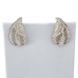 Vintage Sterling Silver 925 Filigree Leaf Earrings